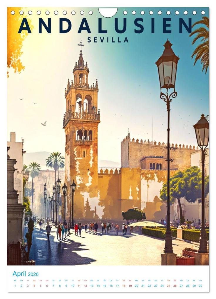 Weitere Ansicht: Andalusien - Old School Poster Style (Wandkalender 2026 DIN A4 hoch), CALVENDO Monatskalender | Calvendo, Val Thoermer