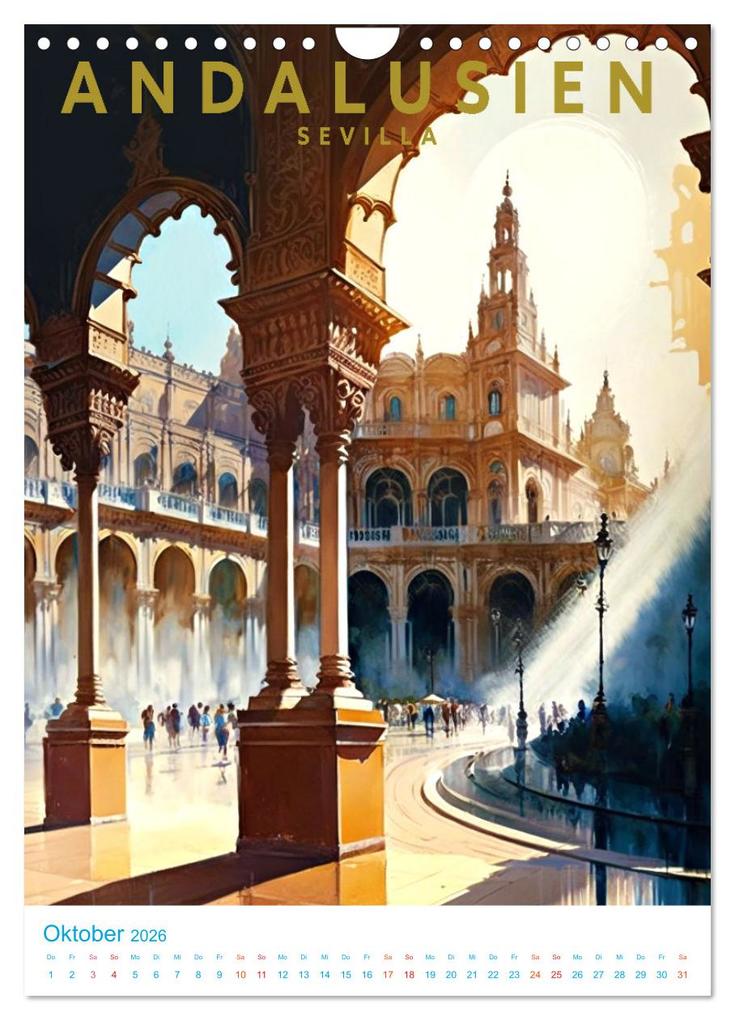 Weitere Ansicht: Andalusien - Old School Poster Style (Wandkalender 2026 DIN A4 hoch), CALVENDO Monatskalender | Calvendo, Val Thoermer