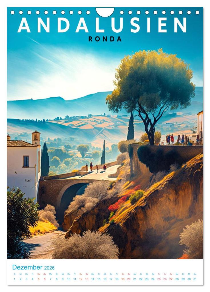 Weitere Ansicht: Andalusien - Old School Poster Style (Wandkalender 2026 DIN A4 hoch), CALVENDO Monatskalender | Calvendo, Val Thoermer