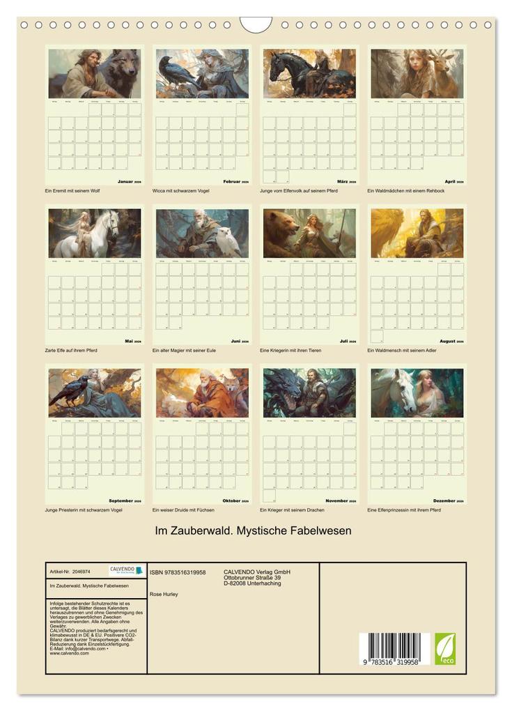 Weitere Ansicht: Im Zauberwald. Mystische Fabelwesen (Wandkalender 2026 DIN A3 hoch), CALVENDO Monatskalender | Calvendo, Rose Hurley