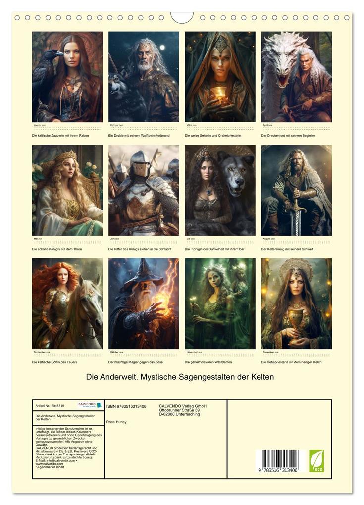 Weitere Ansicht: Die Anderwelt. Mystische Sagengestalten der Kelten (Wandkalender 2026 DIN A3 hoch), CALVENDO Monatskalender | Calvendo, Rose Hurley