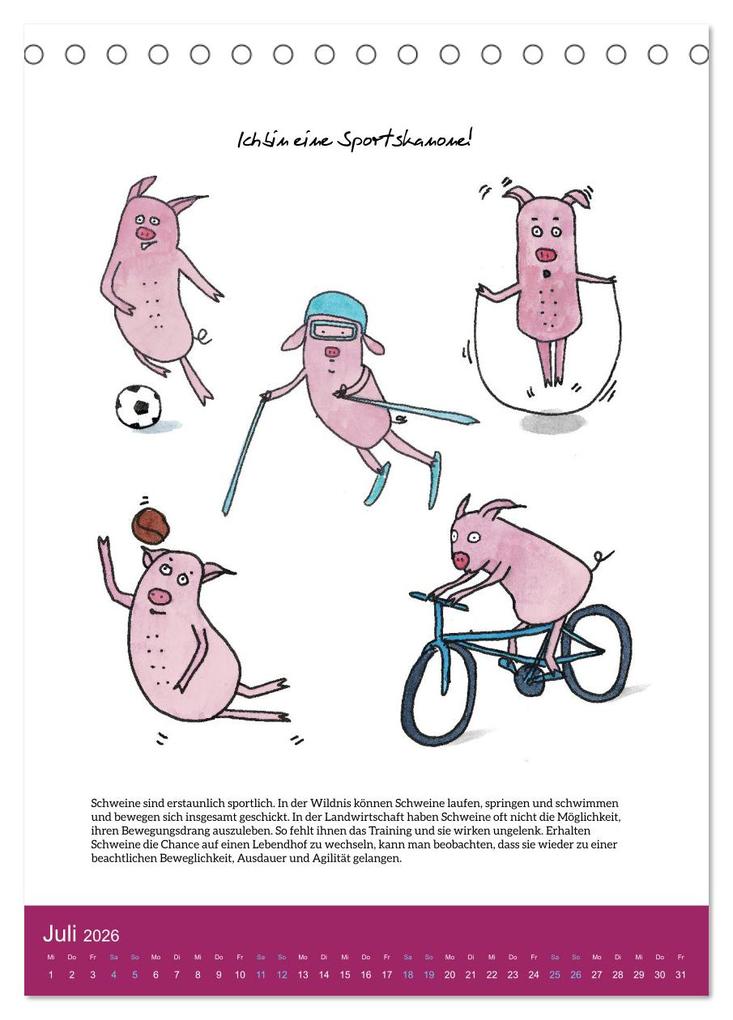 Weitere Ansicht: Schweinekalender - Alles was du über Schweine wissen wolltest! (Tischkalender 2026 DIN A5 hoch), CALVENDO Monatskalender | Calvendo, Sandra Brill