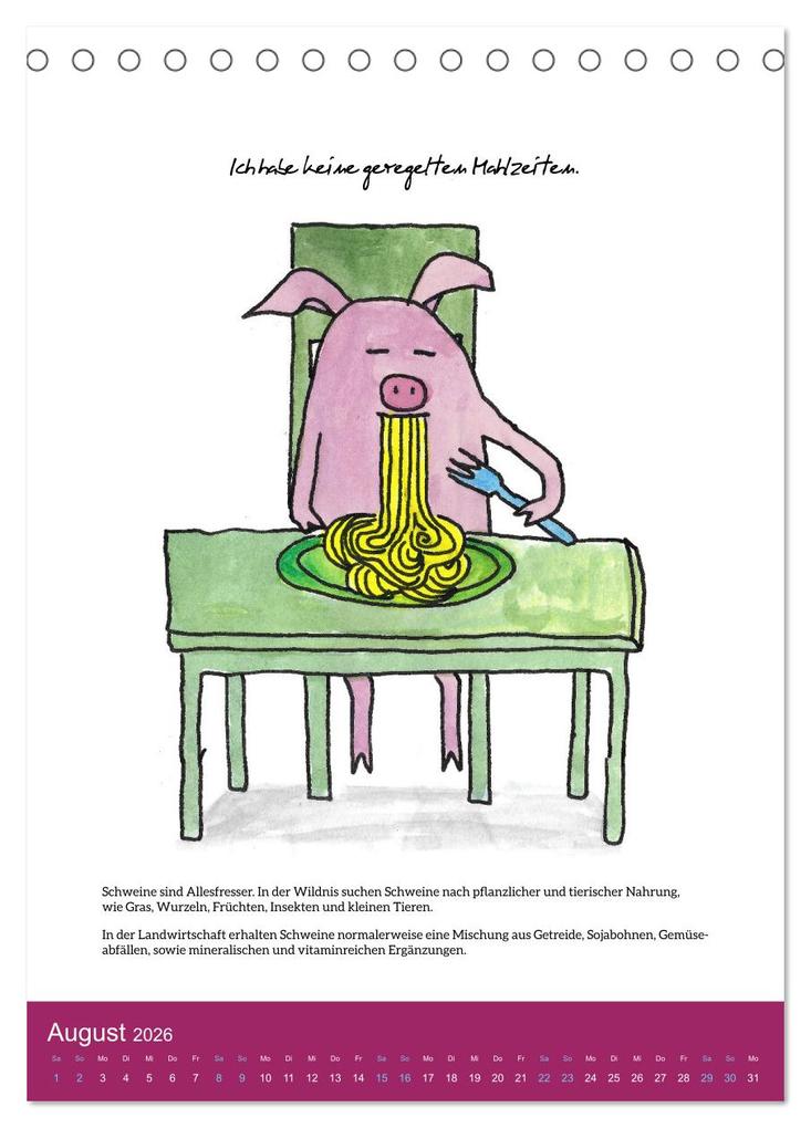 Weitere Ansicht: Schweinekalender - Alles was du über Schweine wissen wolltest! (Tischkalender 2026 DIN A5 hoch), CALVENDO Monatskalender | Calvendo, Sandra Brill