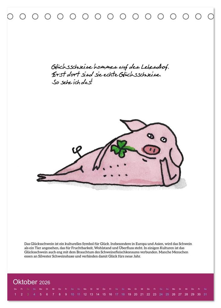 Weitere Ansicht: Schweinekalender - Alles was du über Schweine wissen wolltest! (Tischkalender 2026 DIN A5 hoch), CALVENDO Monatskalender | Calvendo, Sandra Brill