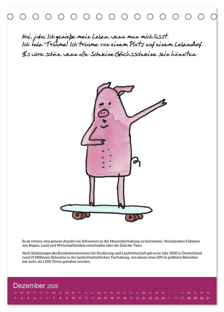 Weitere Ansicht: Schweinekalender - Alles was du über Schweine wissen wolltest! (Tischkalender 2026 DIN A5 hoch), CALVENDO Monatskalender | Calvendo, Sandra Brill