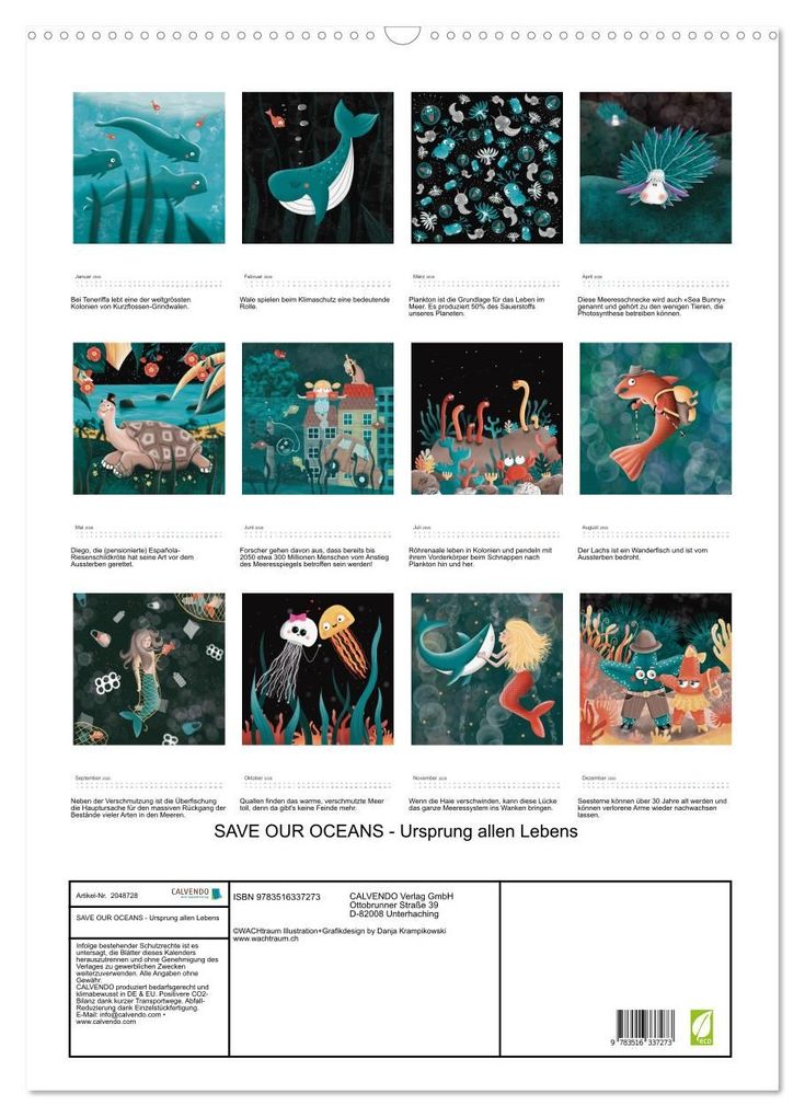 Weitere Ansicht: SAVE OUR OCEANS - Ursprung allen Lebens (Wandkalender 2026 DIN A2 hoch), CALVENDO Monatskalender | Danja Krampikowski, Calvendo