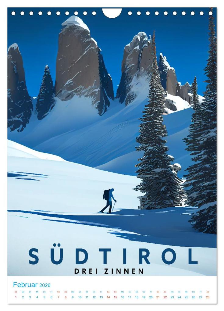 Weitere Ansicht: Südtirol - Old School Poster Style (Wandkalender 2026 DIN A4 hoch), CALVENDO Monatskalender | Val Thoermer, Calvendo