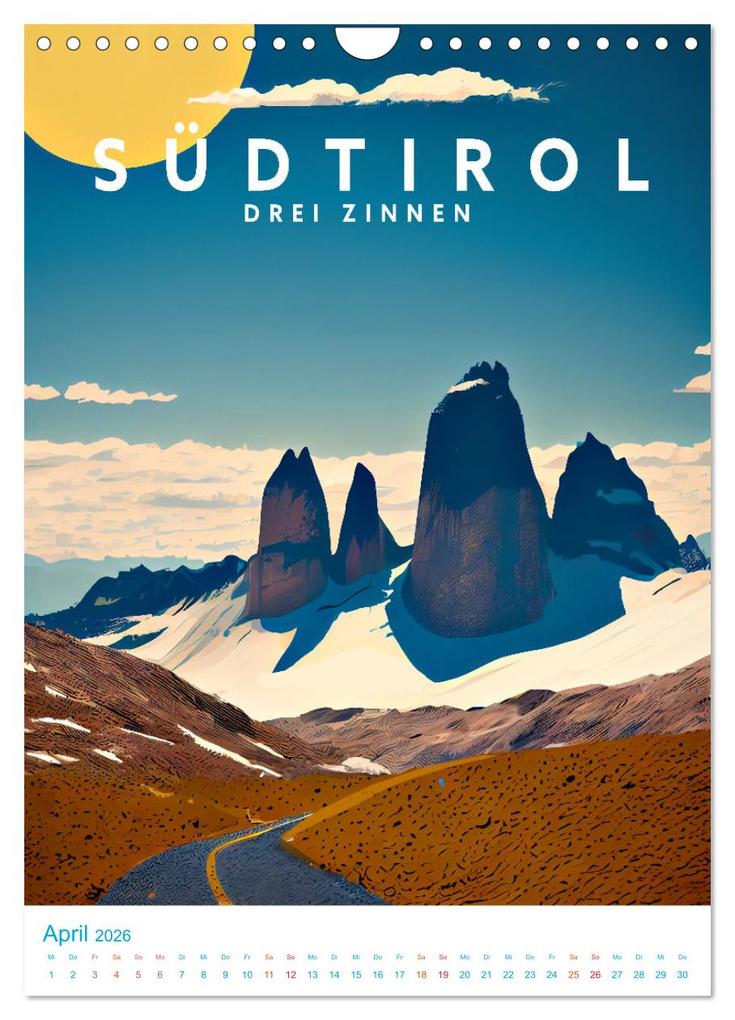 Weitere Ansicht: Südtirol - Old School Poster Style (Wandkalender 2026 DIN A4 hoch), CALVENDO Monatskalender | Val Thoermer, Calvendo