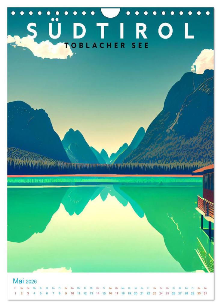 Weitere Ansicht: Südtirol - Old School Poster Style (Wandkalender 2026 DIN A4 hoch), CALVENDO Monatskalender | Val Thoermer, Calvendo