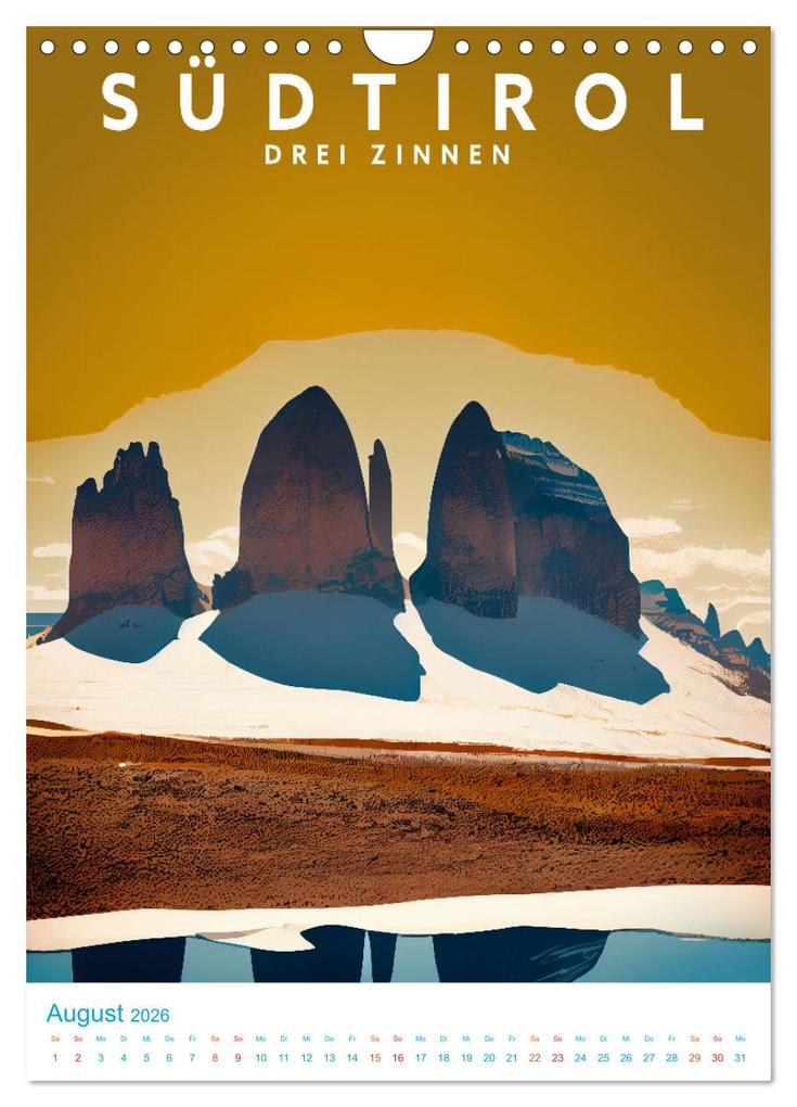 Weitere Ansicht: Südtirol - Old School Poster Style (Wandkalender 2026 DIN A4 hoch), CALVENDO Monatskalender | Val Thoermer, Calvendo
