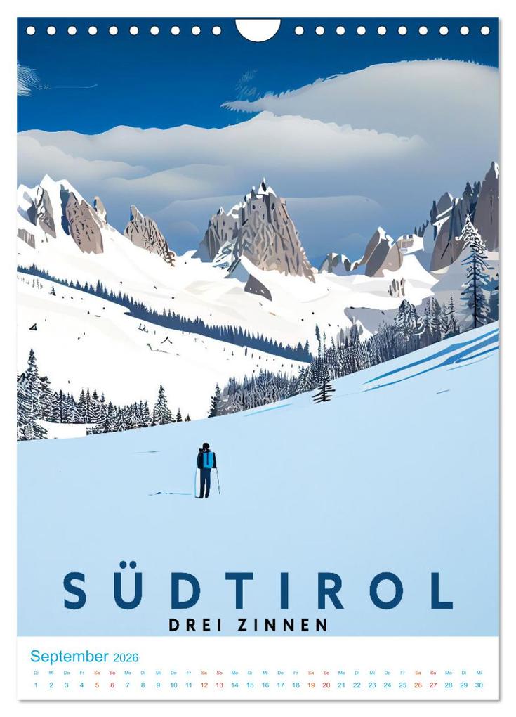 Weitere Ansicht: Südtirol - Old School Poster Style (Wandkalender 2026 DIN A4 hoch), CALVENDO Monatskalender | Val Thoermer, Calvendo