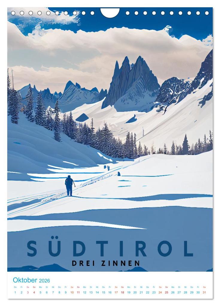 Weitere Ansicht: Südtirol - Old School Poster Style (Wandkalender 2026 DIN A4 hoch), CALVENDO Monatskalender | Val Thoermer, Calvendo