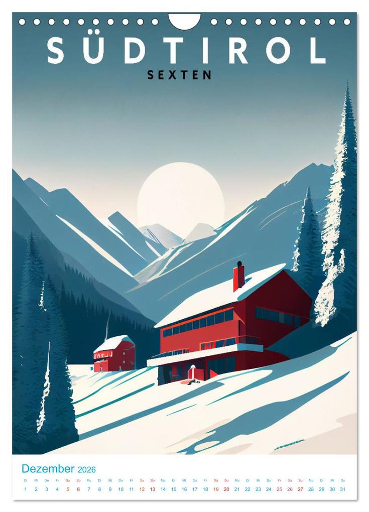 Weitere Ansicht: Südtirol - Old School Poster Style (Wandkalender 2026 DIN A4 hoch), CALVENDO Monatskalender | Val Thoermer, Calvendo