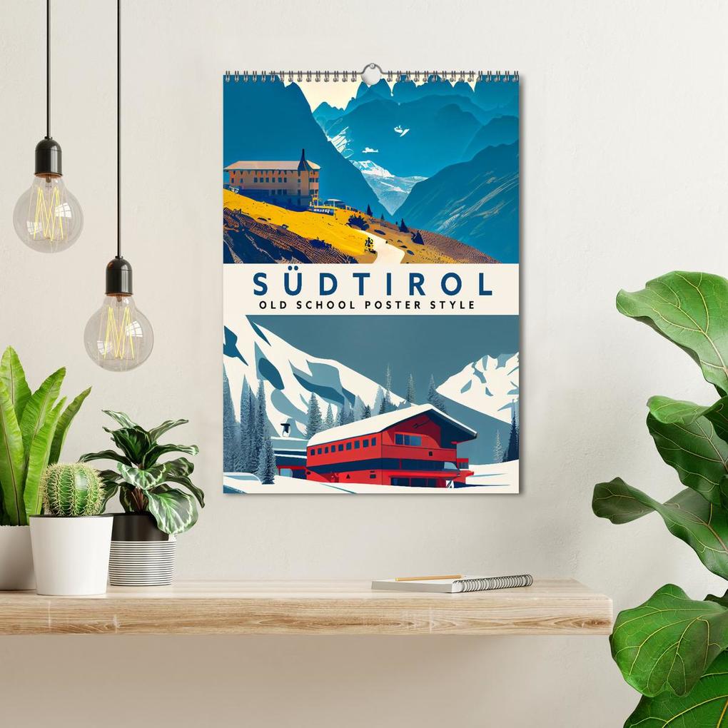 Weitere Ansicht: Südtirol - Old School Poster Style (Wandkalender 2026 DIN A3 hoch), CALVENDO Monatskalender | Val Thoermer, Calvendo