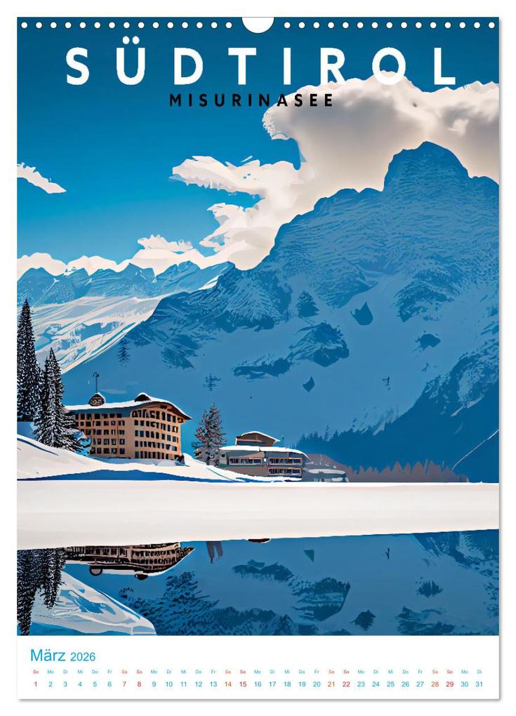 Weitere Ansicht: Südtirol - Old School Poster Style (Wandkalender 2026 DIN A3 hoch), CALVENDO Monatskalender | Val Thoermer, Calvendo