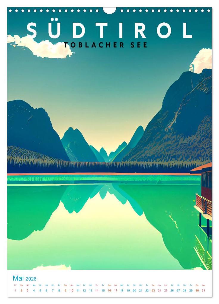 Weitere Ansicht: Südtirol - Old School Poster Style (Wandkalender 2026 DIN A3 hoch), CALVENDO Monatskalender | Val Thoermer, Calvendo