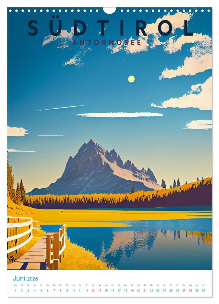 Weitere Ansicht: Südtirol - Old School Poster Style (Wandkalender 2026 DIN A3 hoch), CALVENDO Monatskalender | Val Thoermer, Calvendo