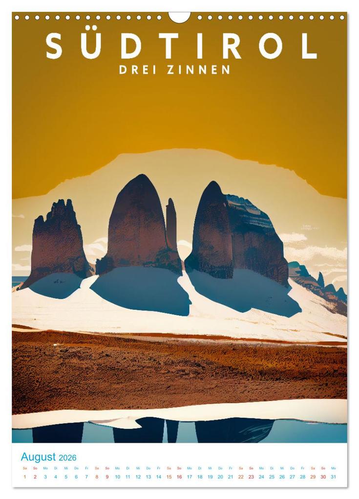 Weitere Ansicht: Südtirol - Old School Poster Style (Wandkalender 2026 DIN A3 hoch), CALVENDO Monatskalender | Val Thoermer, Calvendo