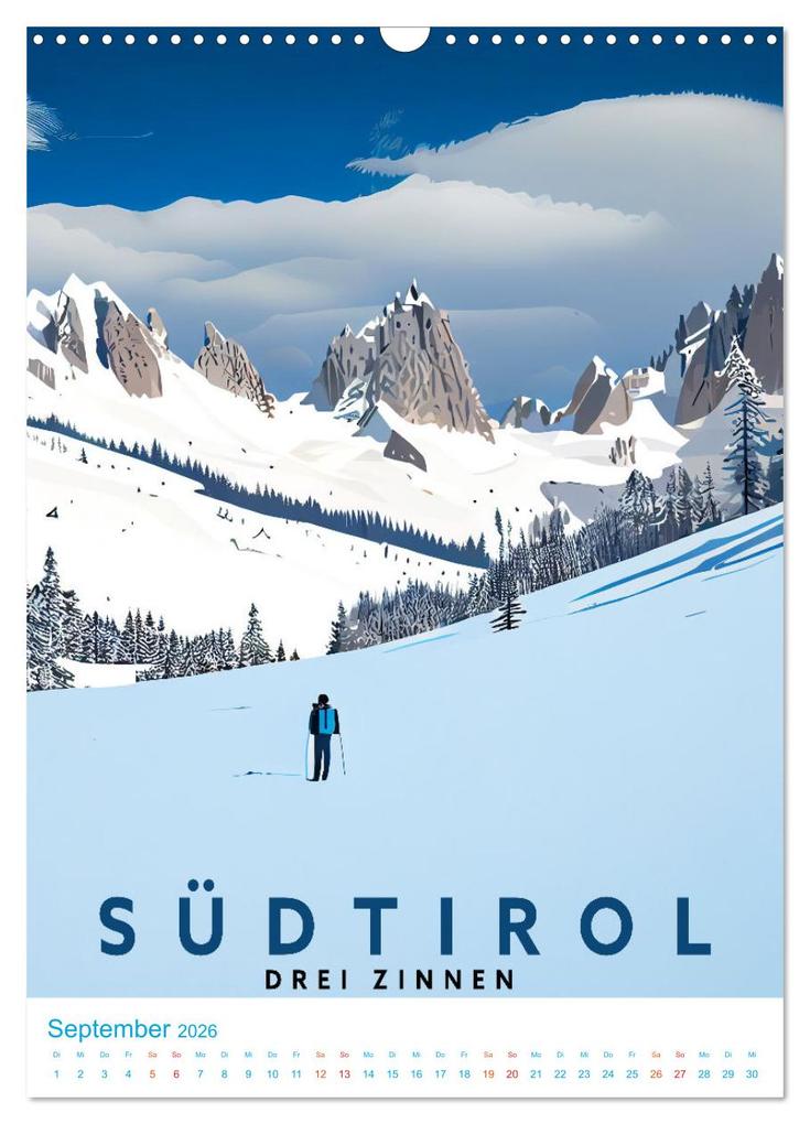 Weitere Ansicht: Südtirol - Old School Poster Style (Wandkalender 2026 DIN A3 hoch), CALVENDO Monatskalender | Val Thoermer, Calvendo