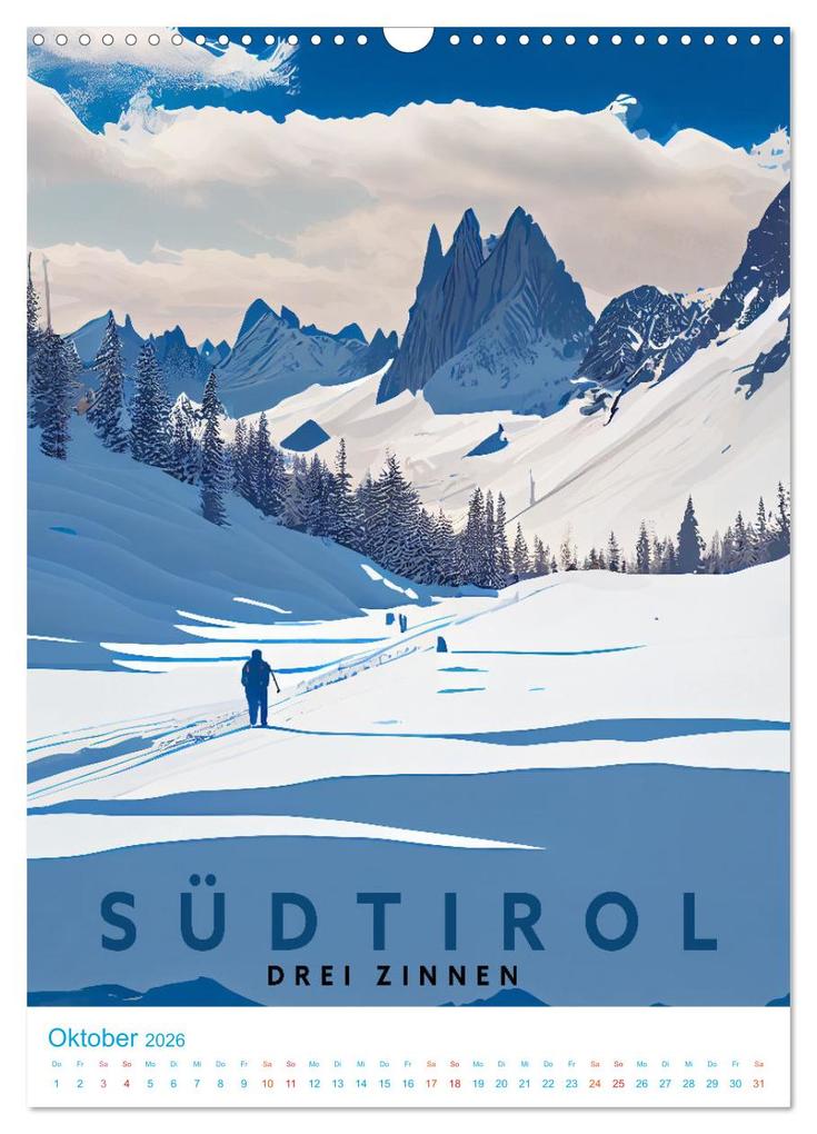 Weitere Ansicht: Südtirol - Old School Poster Style (Wandkalender 2026 DIN A3 hoch), CALVENDO Monatskalender | Val Thoermer, Calvendo