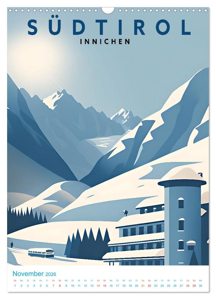Weitere Ansicht: Südtirol - Old School Poster Style (Wandkalender 2026 DIN A3 hoch), CALVENDO Monatskalender | Val Thoermer, Calvendo