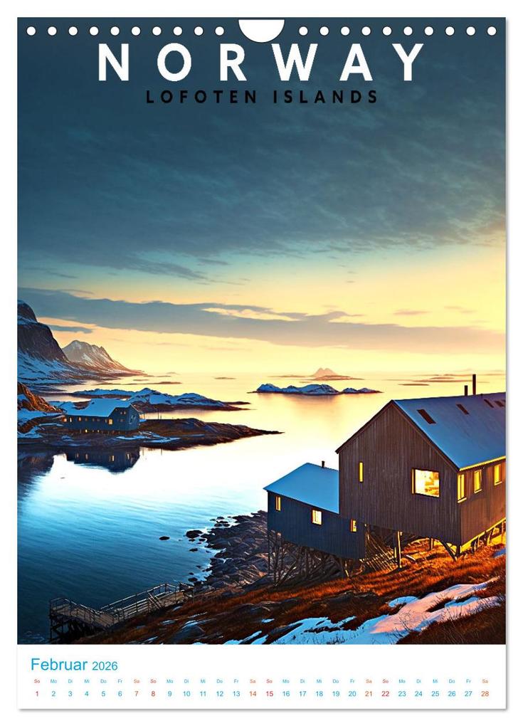 Weitere Ansicht: Lofoten - Old School Poster Style (Wandkalender 2026 DIN A4 hoch), CALVENDO Monatskalender | Val Thoermer, Calvendo