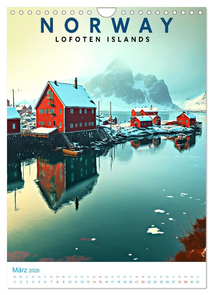 Weitere Ansicht: Lofoten - Old School Poster Style (Wandkalender 2026 DIN A4 hoch), CALVENDO Monatskalender | Val Thoermer, Calvendo