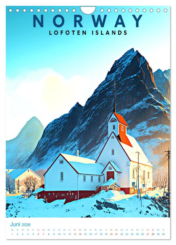 Weitere Ansicht: Lofoten - Old School Poster Style (Wandkalender 2026 DIN A4 hoch), CALVENDO Monatskalender | Val Thoermer, Calvendo