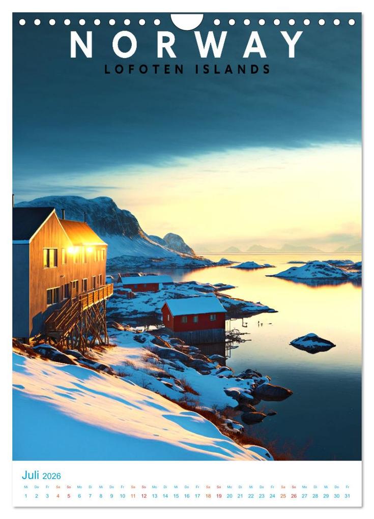 Weitere Ansicht: Lofoten - Old School Poster Style (Wandkalender 2026 DIN A4 hoch), CALVENDO Monatskalender | Val Thoermer, Calvendo