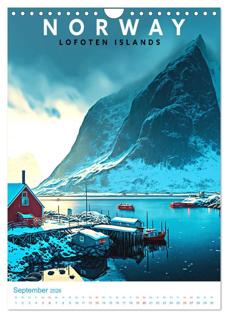 Weitere Ansicht: Lofoten - Old School Poster Style (Wandkalender 2026 DIN A4 hoch), CALVENDO Monatskalender | Val Thoermer, Calvendo