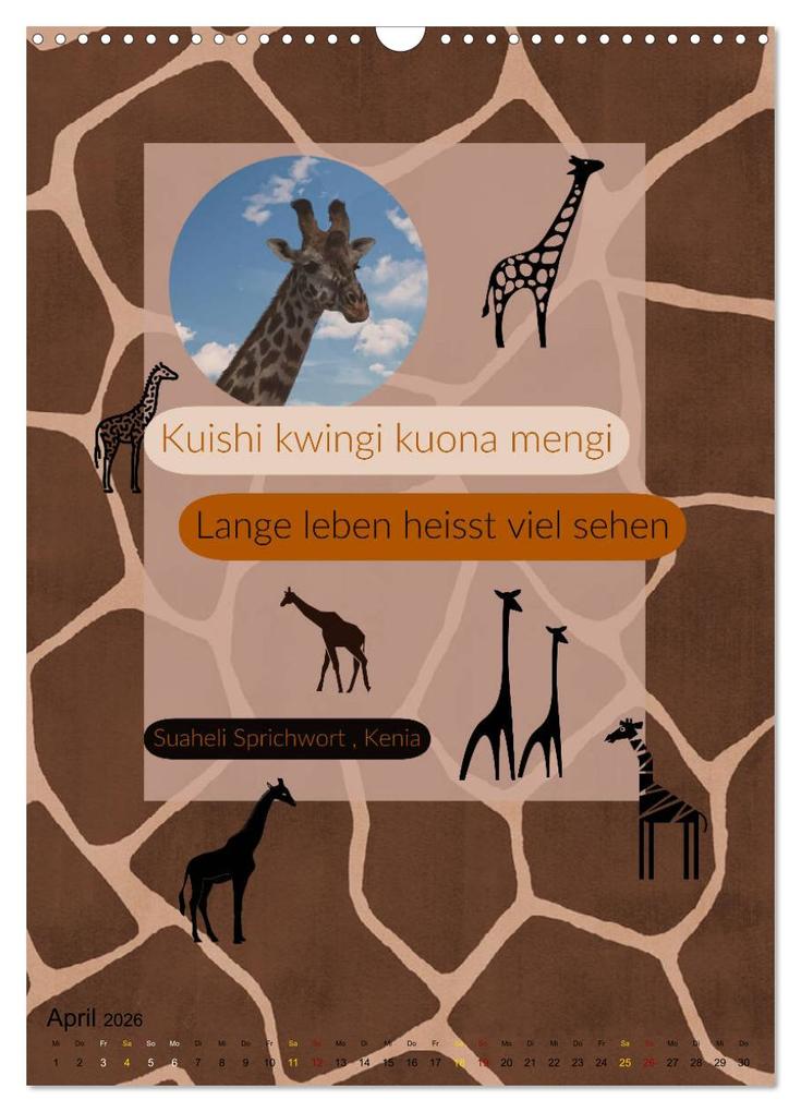 Weitere Ansicht: Kenia..mit einem Hauch Poesie - Weisheiten und Zitate (Wandkalender 2026 DIN A3 hoch), CALVENDO Monatskalender | Susan Michel, Calvendo