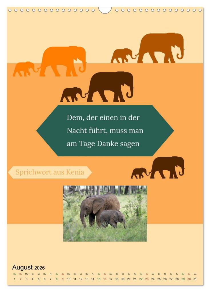 Weitere Ansicht: Kenia..mit einem Hauch Poesie - Weisheiten und Zitate (Wandkalender 2026 DIN A3 hoch), CALVENDO Monatskalender | Susan Michel, Calvendo