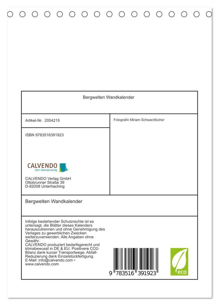 Weitere Ansicht: Bergwelten Wandkalender (Tischkalender 2026 DIN A5 hoch), CALVENDO Monatskalender | Calvendo, Fotografin Miriam Schwarzfischer