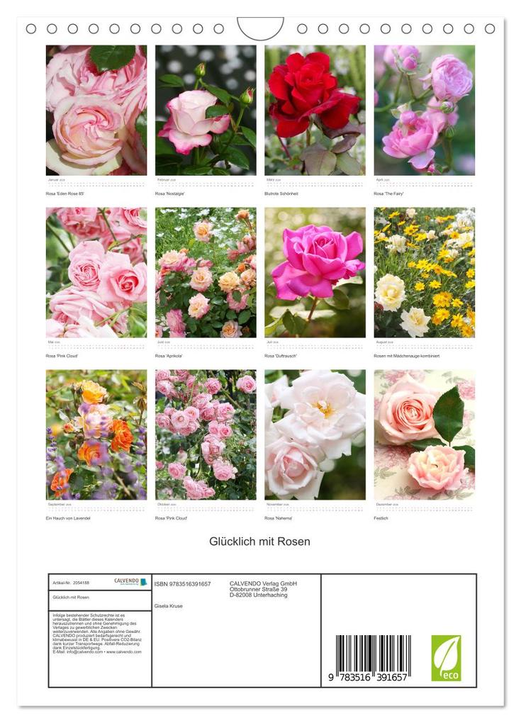 Weitere Ansicht: Glücklich mit Rosen (Wandkalender 2026 DIN A4 hoch), CALVENDO Monatskalender | Calvendo, Gisela Kruse