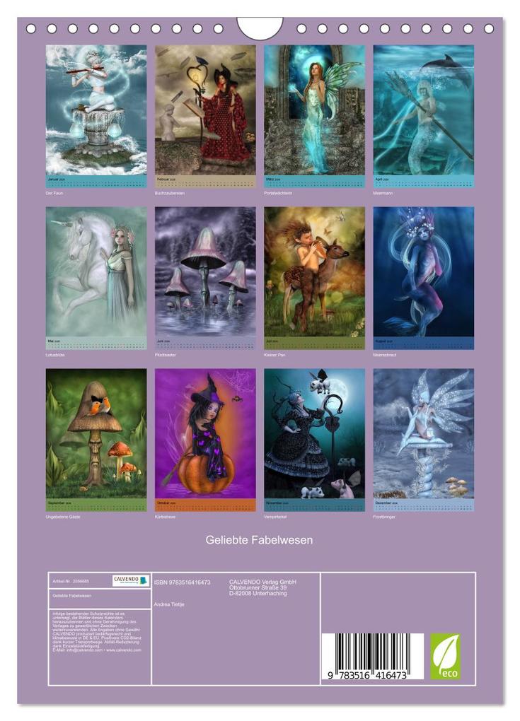 Weitere Ansicht: Geliebte Fabelwesen (Wandkalender 2026 DIN A4 hoch), CALVENDO Monatskalender | Andrea Tiettje, Calvendo