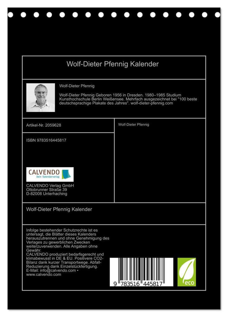 Weitere Ansicht: Wolf-Dieter Pfennig Kalender (Tischkalender 2026 DIN A5 hoch), CALVENDO Monatskalender | Calvendo, Wolf-Dieter Pfennig
