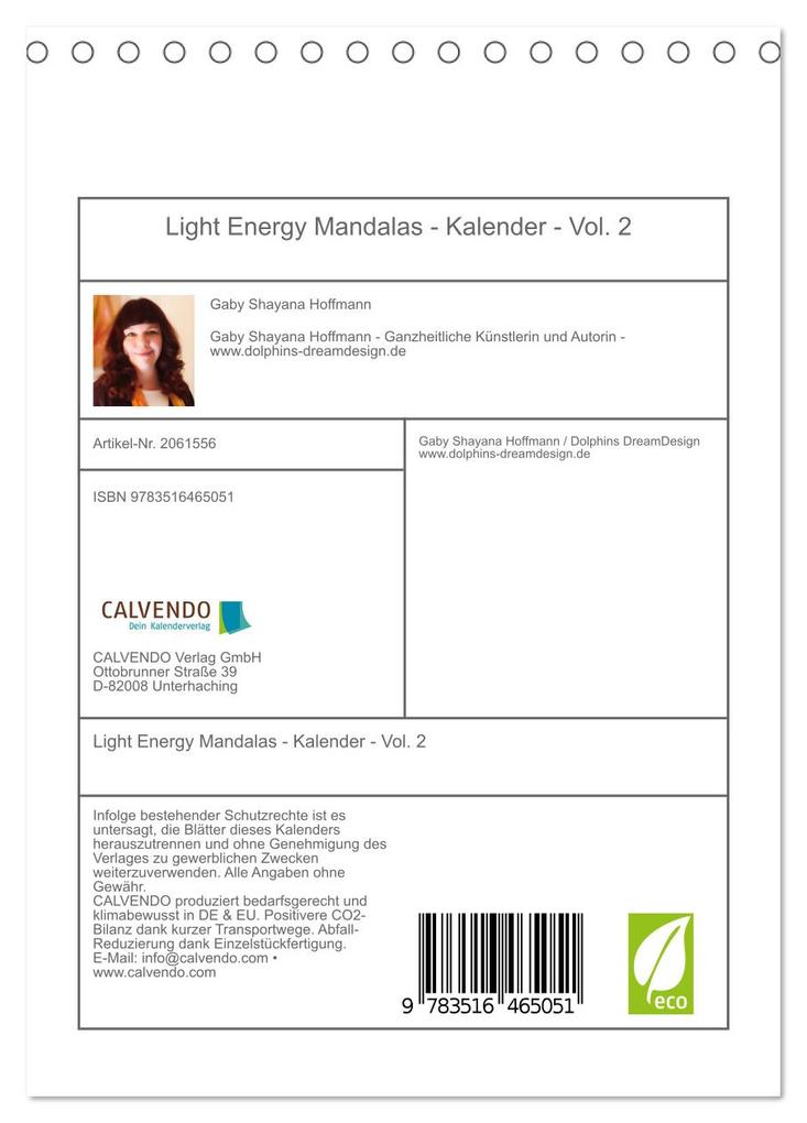 Weitere Ansicht: Light Energy Mandalas - Kalender - Vol. 2 (Tischkalender 2026 DIN A5 hoch), CALVENDO Monatskalender | Gaby Shayana Hoffmann, Calvendo
