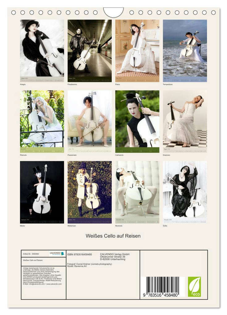 Weitere Ansicht: Weißes Cello auf Reisen (Wandkalender 2026 DIN A4 hoch), CALVENDO Monatskalender | Ravienne Art, Calvendo