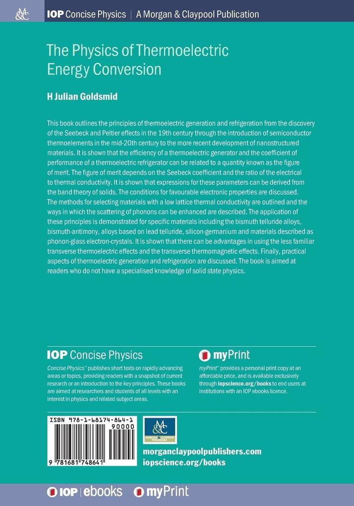 Weitere Ansicht: The Physics of Thermoelectric Energy Conversion | H Julian Goldsmid