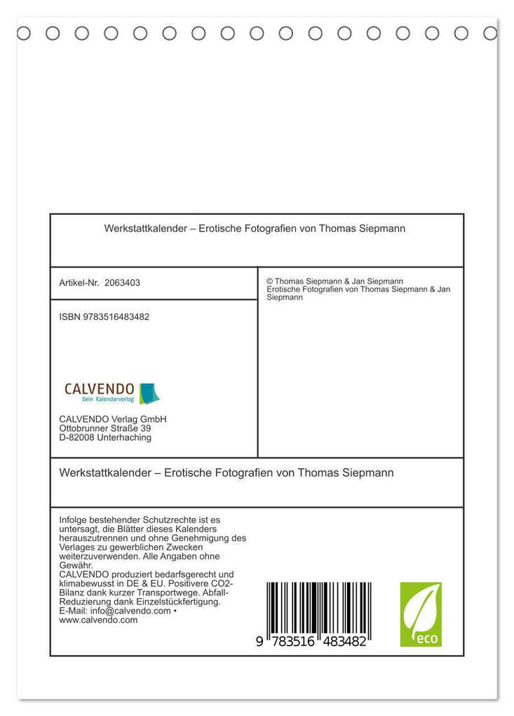 Weitere Ansicht: Werkstattkalender - Erotische Fotografien von Thomas Siepmann (Tischkalender 2026 DIN A5 hoch), CALVENDO Monatskalender | Calvendo, Thomas Siepmann