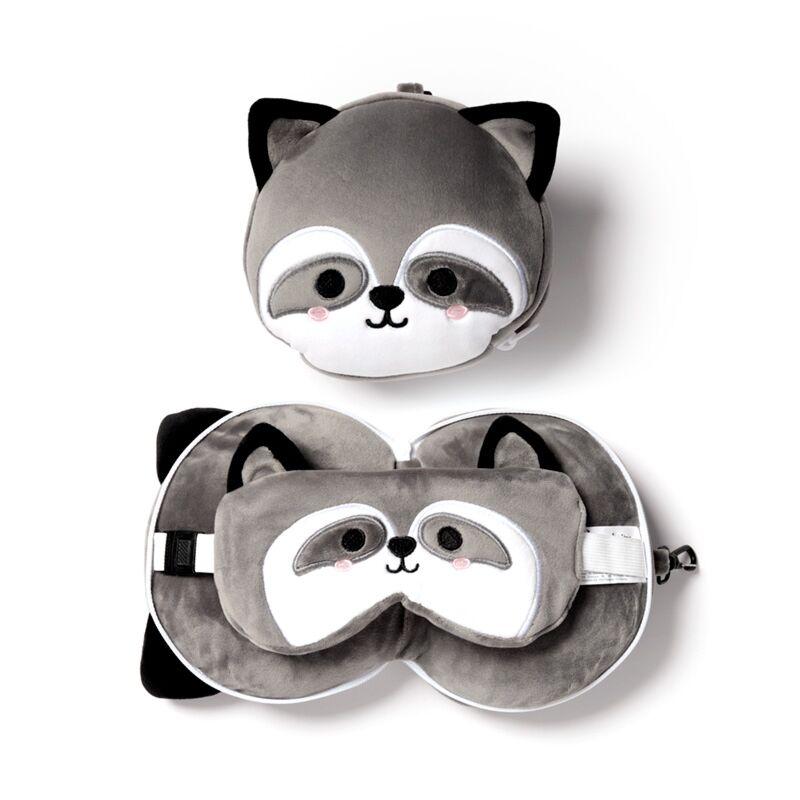 Produktbild: Relaxeazzz Plüsch Waschbär Reisekissen & Schlafmaske