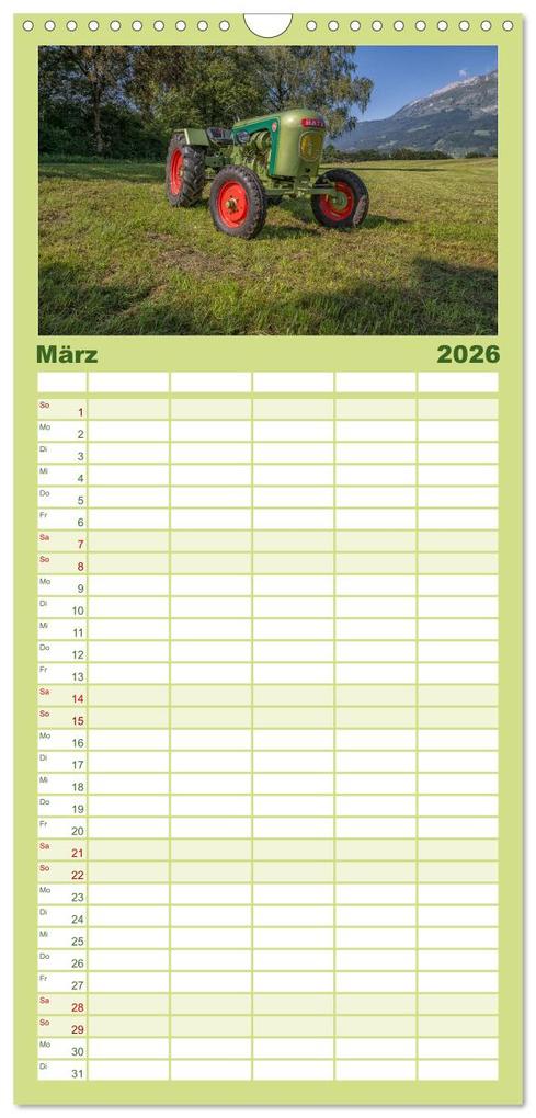 Weitere Ansicht: Familienplaner 2026 - Traktoren - Nostalgie auf dem Bauernhof mit 5 Spalten (Wandkalender, 21 x 45 cm) CALVENDO | Alois J. Koller, Calvendo
