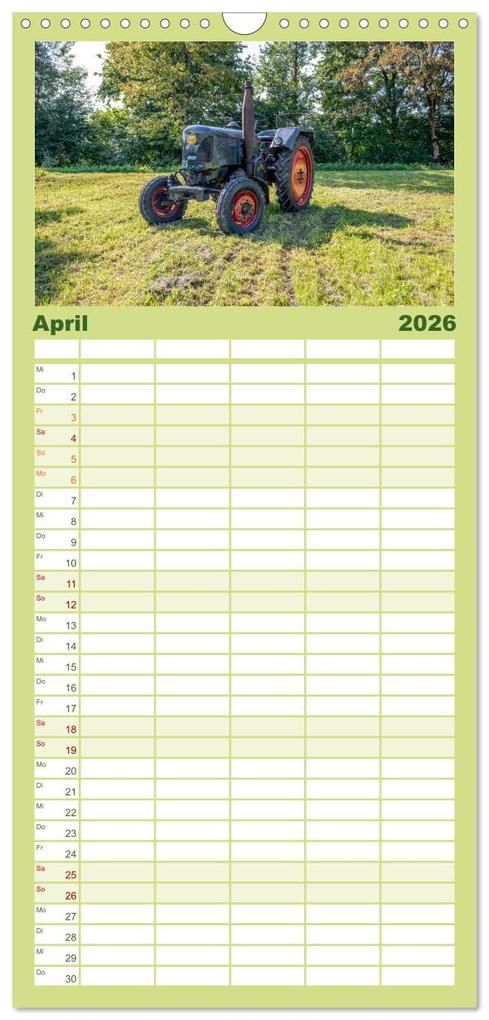 Weitere Ansicht: Familienplaner 2026 - Traktoren - Nostalgie auf dem Bauernhof mit 5 Spalten (Wandkalender, 21 x 45 cm) CALVENDO | Alois J. Koller, Calvendo