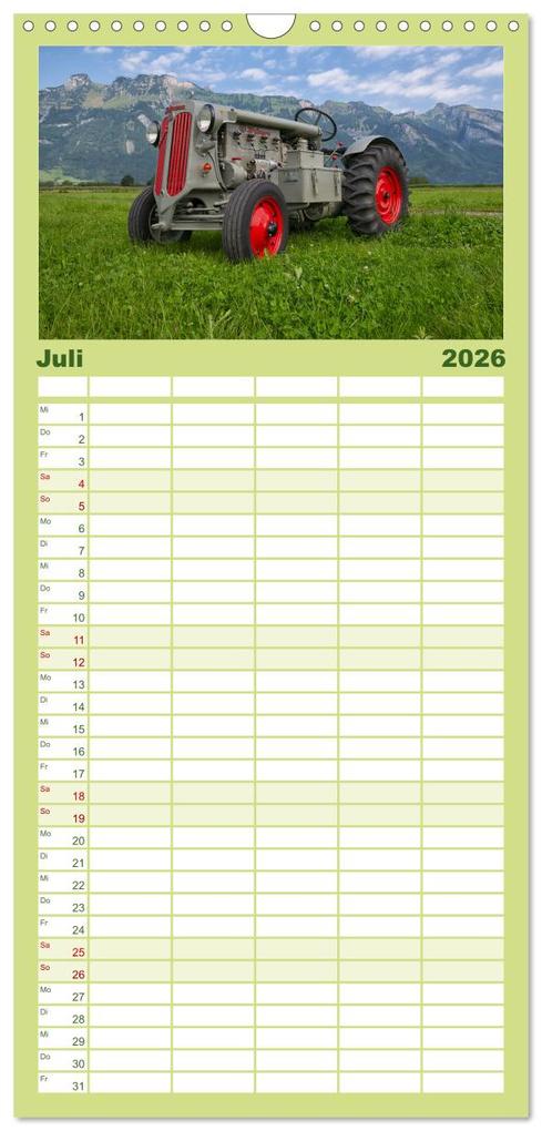 Weitere Ansicht: Familienplaner 2026 - Traktoren - Nostalgie auf dem Bauernhof mit 5 Spalten (Wandkalender, 21 x 45 cm) CALVENDO | Alois J. Koller, Calvendo