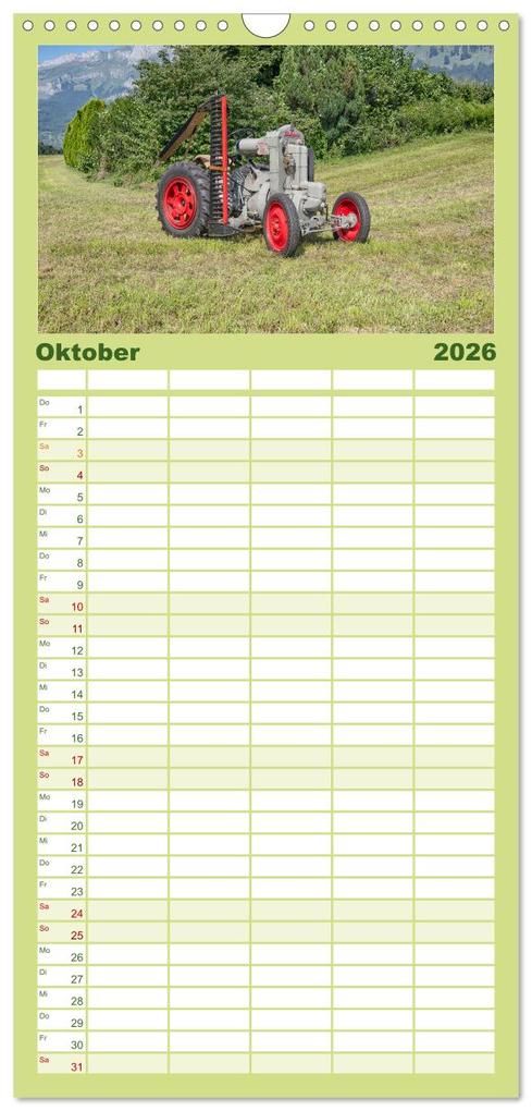 Weitere Ansicht: Familienplaner 2026 - Traktoren - Nostalgie auf dem Bauernhof mit 5 Spalten (Wandkalender, 21 x 45 cm) CALVENDO | Alois J. Koller, Calvendo