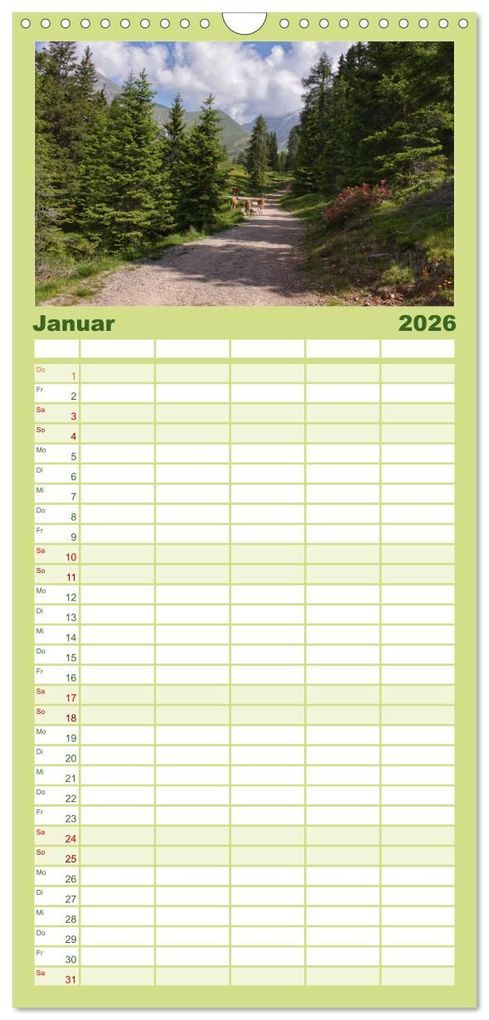 Weitere Ansicht: Familienplaner 2026 - Zauber der Berglandschaft mit 5 Spalten (Wandkalender, 21 x 45 cm) CALVENDO | Christine Wirges, Calvendo