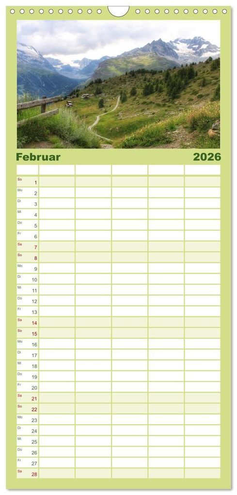 Weitere Ansicht: Familienplaner 2026 - Zauber der Berglandschaft mit 5 Spalten (Wandkalender, 21 x 45 cm) CALVENDO | Christine Wirges, Calvendo