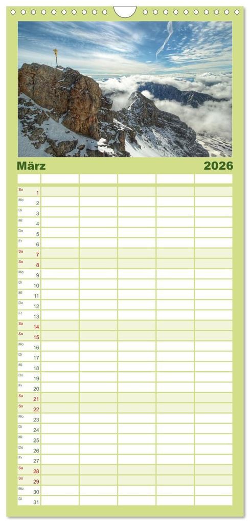 Weitere Ansicht: Familienplaner 2026 - Zauber der Berglandschaft mit 5 Spalten (Wandkalender, 21 x 45 cm) CALVENDO | Christine Wirges, Calvendo