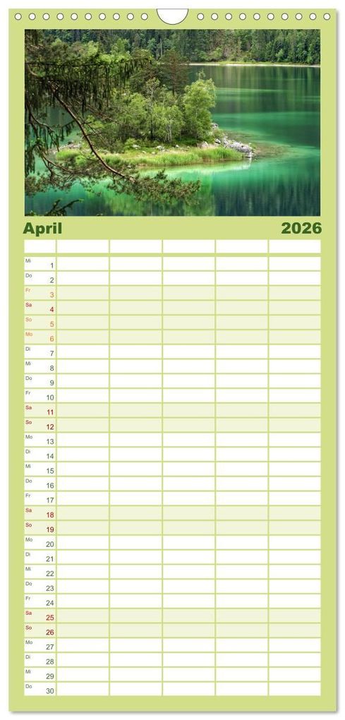 Weitere Ansicht: Familienplaner 2026 - Zauber der Berglandschaft mit 5 Spalten (Wandkalender, 21 x 45 cm) CALVENDO | Christine Wirges, Calvendo