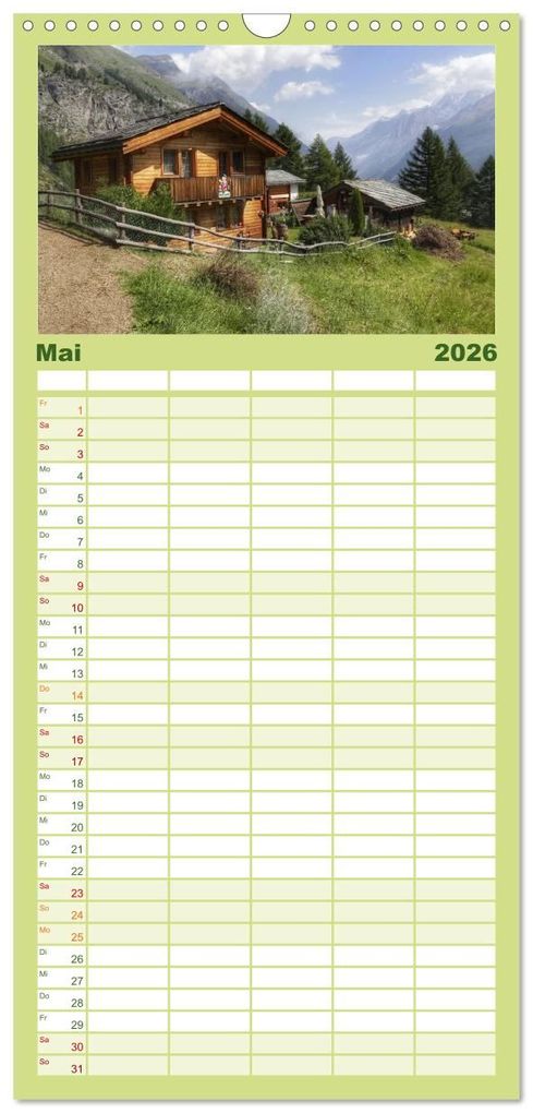 Weitere Ansicht: Familienplaner 2026 - Zauber der Berglandschaft mit 5 Spalten (Wandkalender, 21 x 45 cm) CALVENDO | Christine Wirges, Calvendo